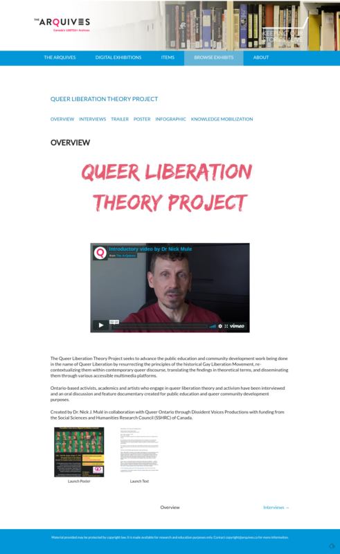 Queer Liberation Theory Project digital exhibition screen capture